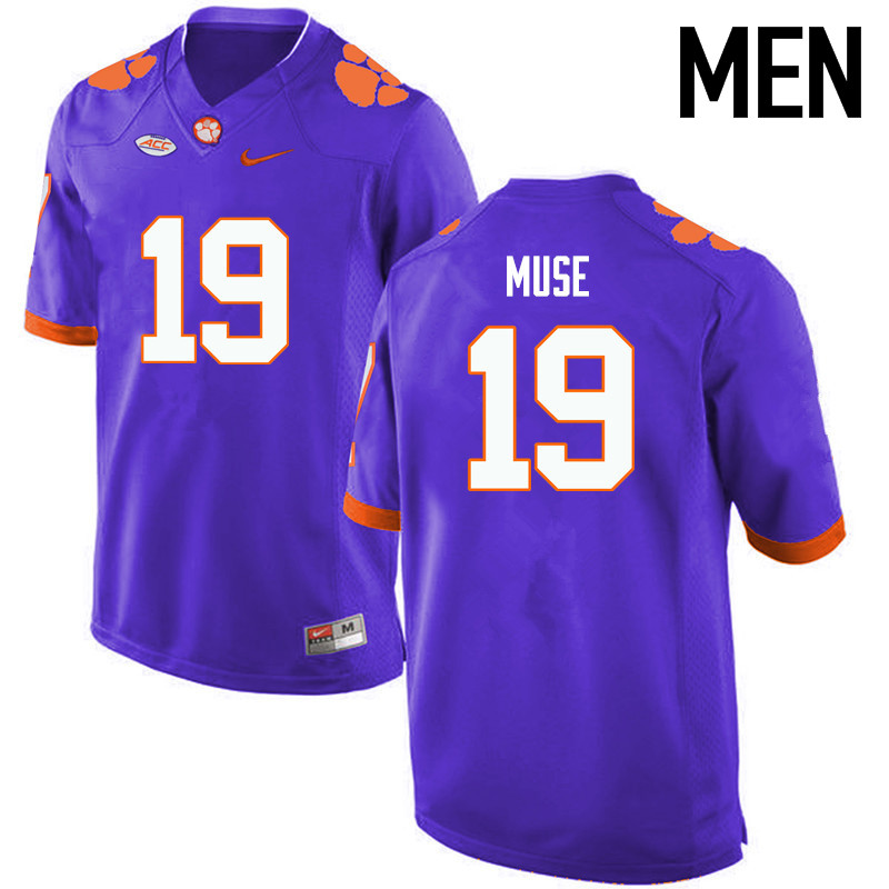 Men Clemson Tigers #19 Tanner Muse College Football Jerseys-Purple - Click Image to Close